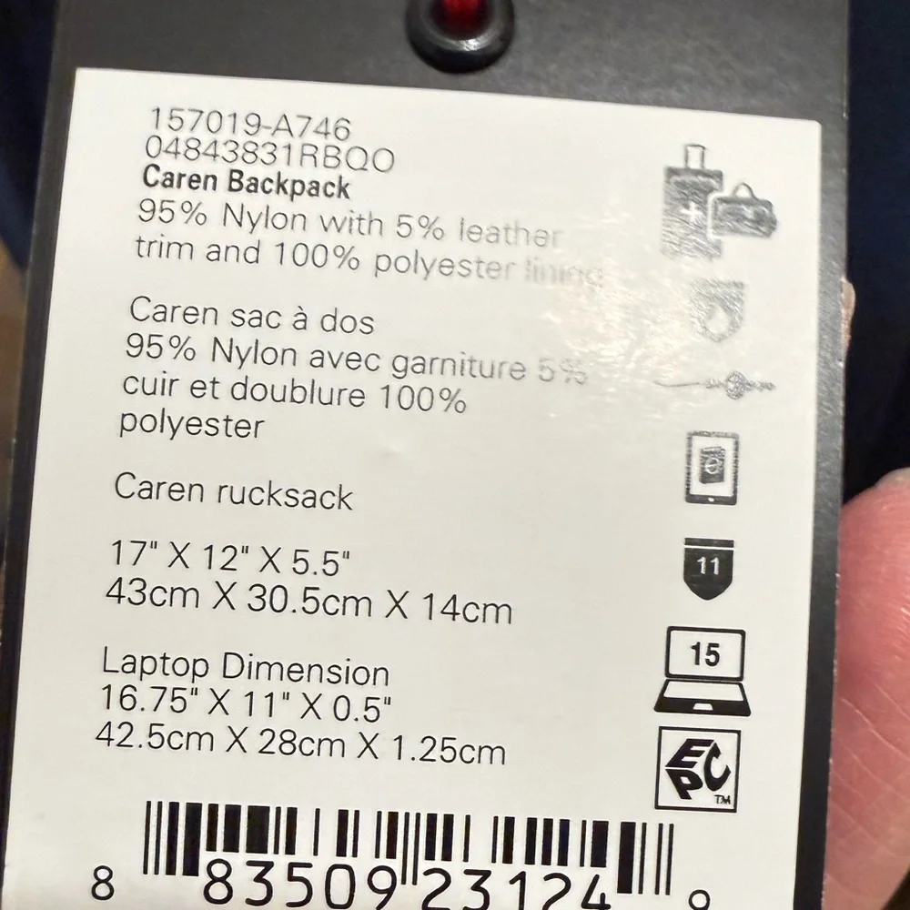 TUMI Caren Quilted Backpack with Gold Hardware Fits 15” Laptop